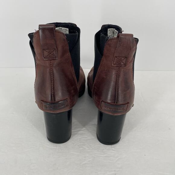 Sorel Addington Chelsea Red Nubuck Waterproof Leather Ankle Boots Women's 10.5 - Picture 3 of 10